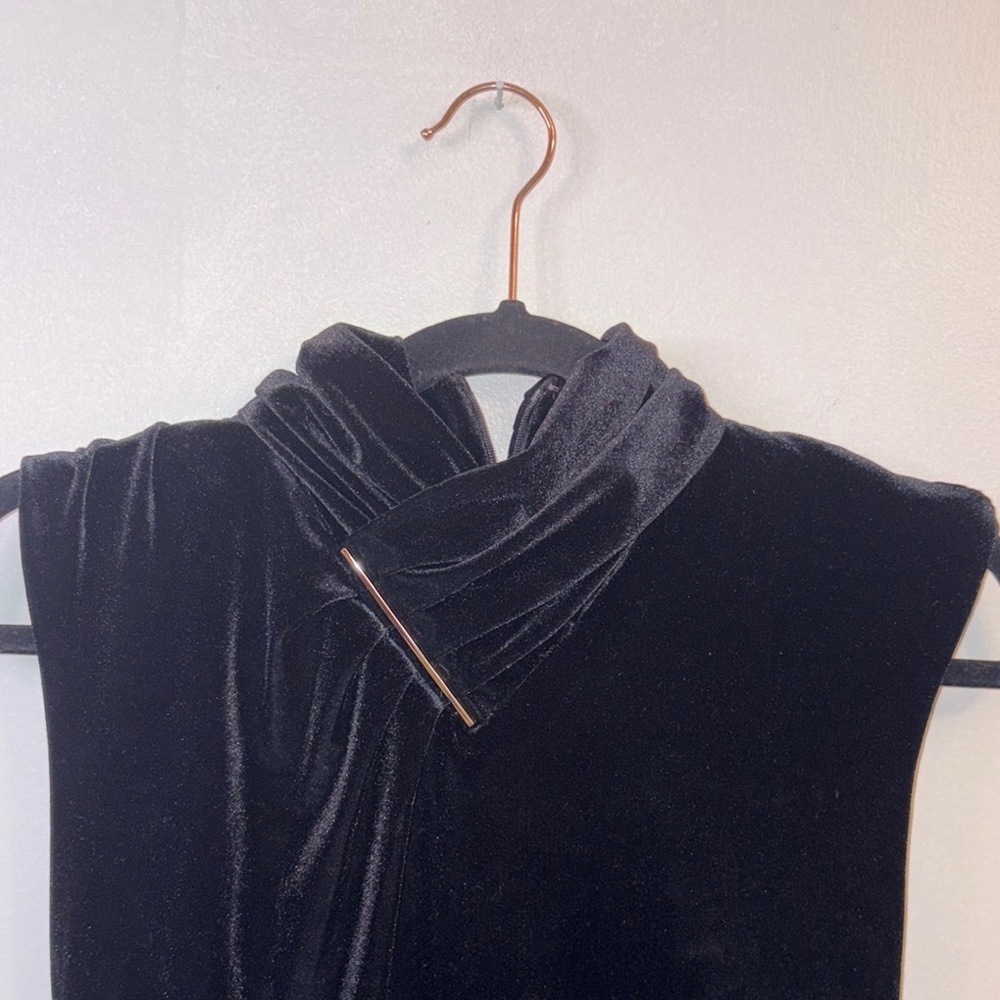 Calvin Klein Black Velvet Midi Dress XS - Picture 4 of 7